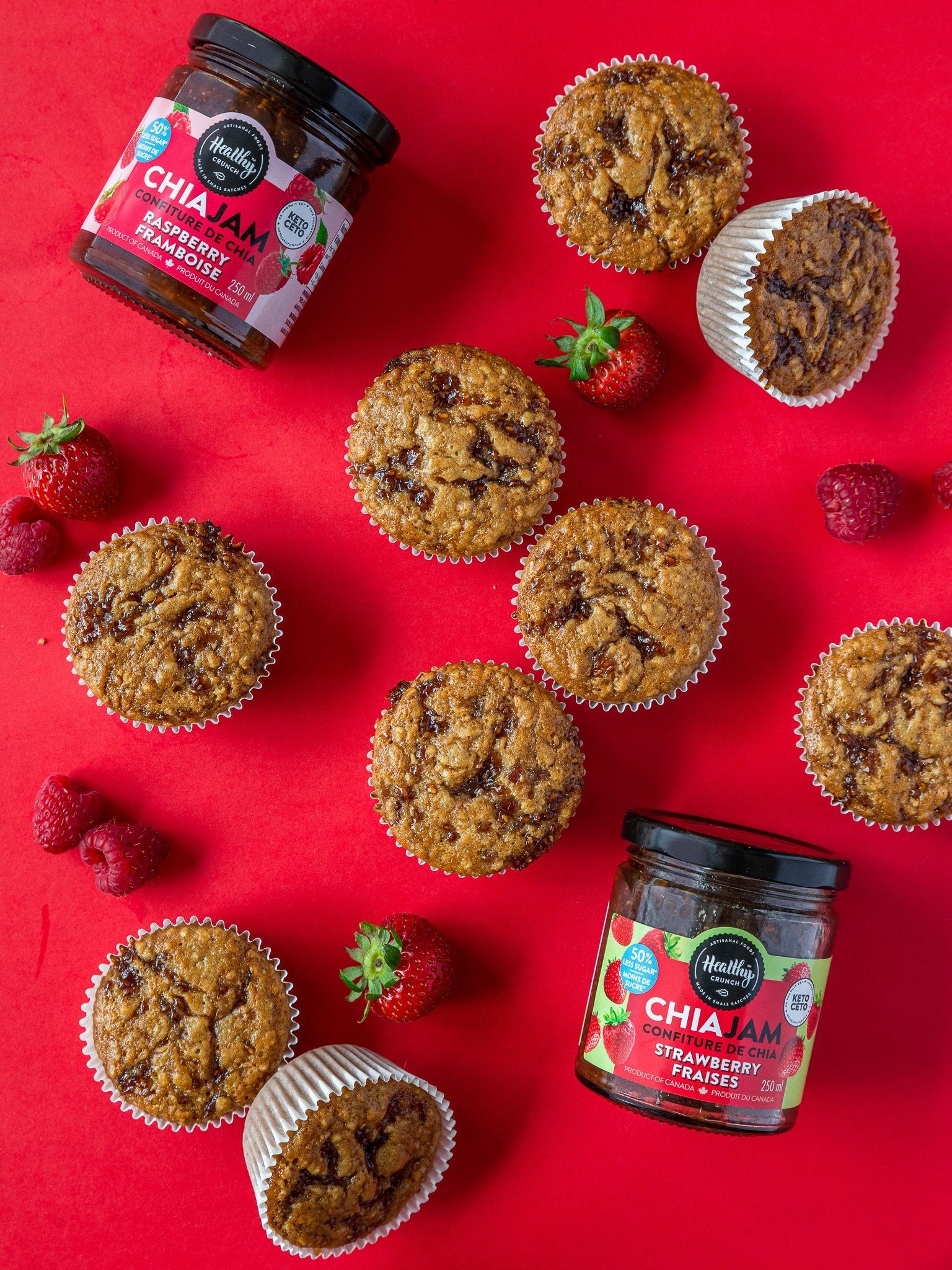 Double Berry Chia Jam Muffins (Gluten-free, Vegan, Allergen-free, Dairy-free)